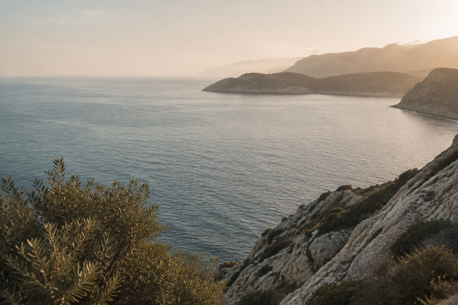 An open horizon above a peaceful coastline